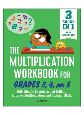 英文原版 The Multiplication Workbook for Grades 3 4 and 5 3-5年级儿童乘法练习册 数学学习 提高乘除计算能力 Kelly Malloy