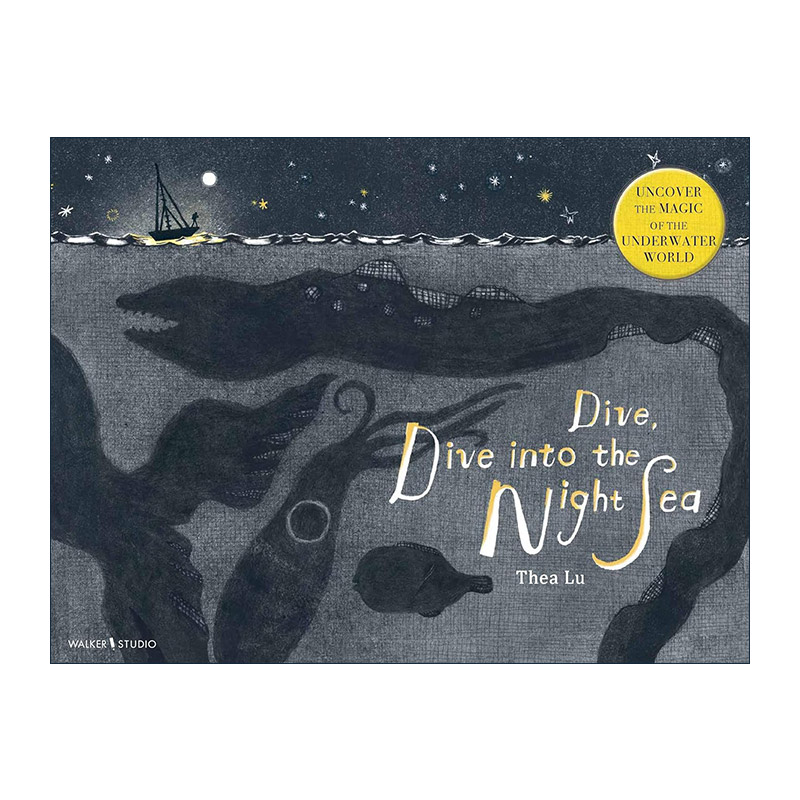 英文原版 Dive Dive into the Night Sea 潜入夜海 儿童自然动物主题不规则内页精装绘本 英文版 进口英语原版书籍