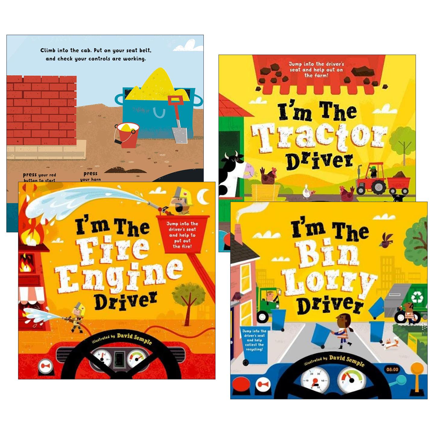 英文原版 I'm The Driver 我是司机系列4册 牛津精品认知绘本 挖掘机/消防车/垃圾车/拖拉机司机 英文版 进口英语原版书籍