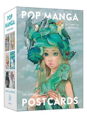 英文原版 Pop Manga Postcards 流行漫画明信片 100张盒装套装 乔·舒斯特漫画大奖得主Camilla d'Errico 动漫 进口英语原版书籍