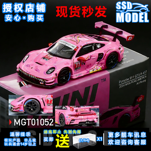 MINIGT 1:64 保时捷 911 GT3 R 77号粉色霸王龙 合金汽车模型1052