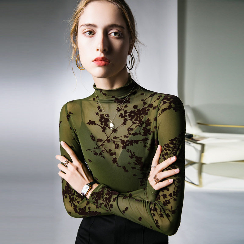 中国风花卉植绒网纱上衣复古气质微透小衫秋季新款百搭洋气打底衫,女装/女士精品,蕾丝衫/雪纺衫,淘宝优惠券,粉丝福利购,淘宝优惠卷