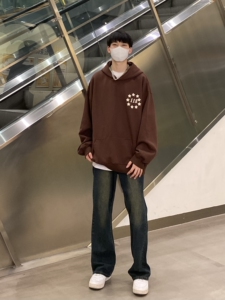 AHCN美式街头做旧水洗怀旧复古蓝直筒牛仔裤宽松休闲百搭通勤长裤