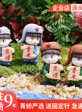 靠谱青年人物公仔 盆栽园艺小摆件苔藓微景观绿植物DIY材料饰新品