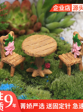 苔藓多肉微景观DIY材料 花盆栽装饰迷你摆件 桌椅