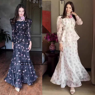 Soft 2025秋碎花甜美優雅長袖 上衣長裙柔美套裝 Floral Set Skirt
