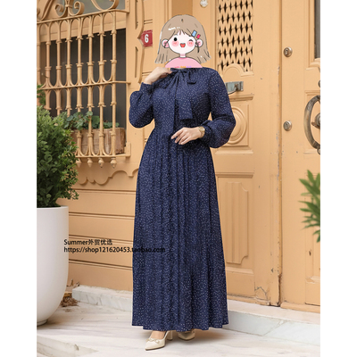 2026春中东阿拉伯波点百褶连衣裙