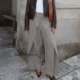 pants 法式 女 小众设计感高腰长裤 Irregular 宽松不规则休闲阔腿裤