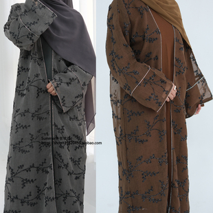 迪拜中東全身刺繡開衫 Cardigan dress set 長袍阿巴亞袍子長裙套裝