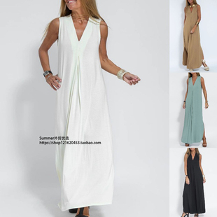 外套套装 skirt long cardigan neck 欧美套头V领背心连衣裙开衫