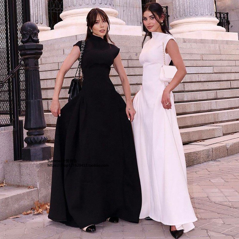 2025夏欧美无袖收腰晚礼服长裙女