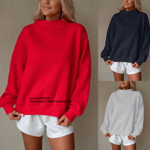 lined fleece hoodie 套头卫衣 2025秋冬宽松加厚保暖螺纹高领长袖