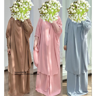 2025中东阿拉伯大头巾长裙套装女