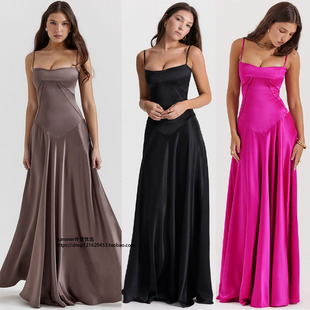 dress evening 欧美性感吊带裙修身 露背长裙连衣裙晚礼服Backless