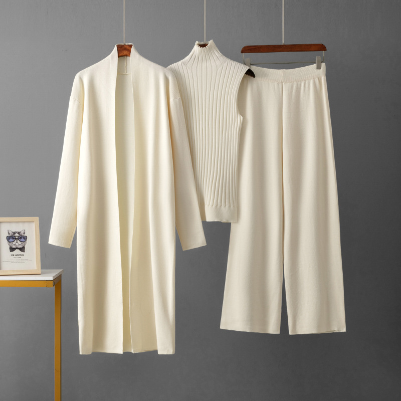 2025欧美休闲长袍背心长裤三件套