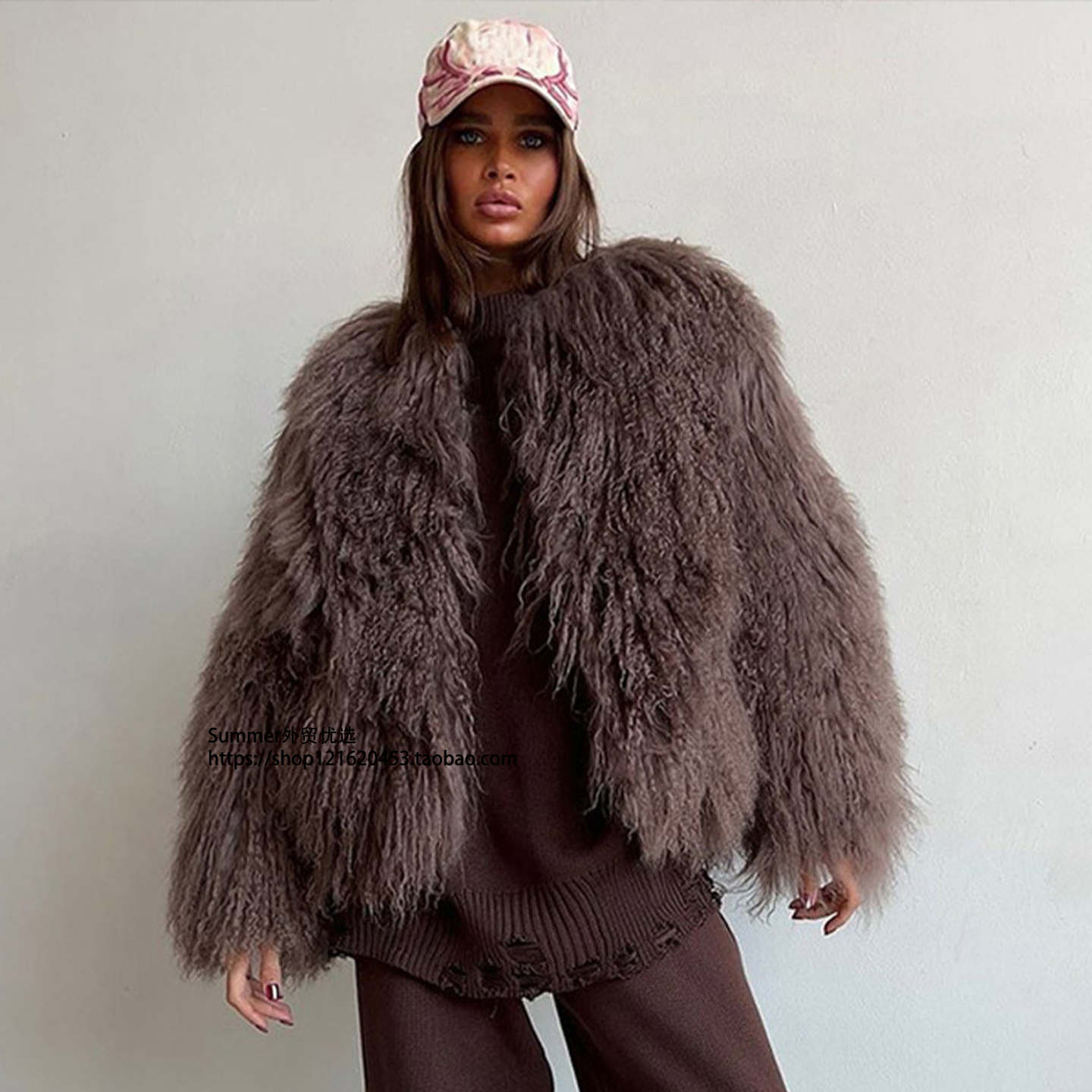 2026短款仿皮草环保外套毛绒大衣