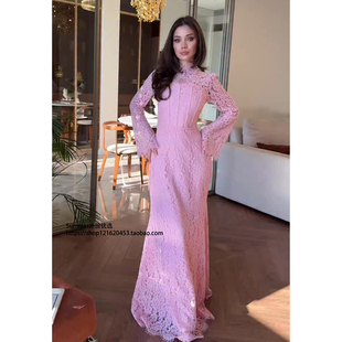 欧美2025年秋维多利亚风蕾丝连衣裙轻奢礼服长裙Strap dress lace