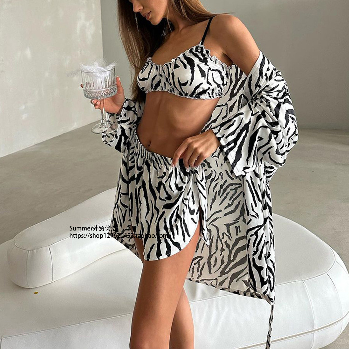 2025系带开衫吊带背心短裤套装女