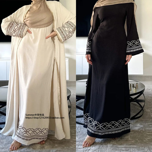 2025欧美刺绣开衫流苏大码连衣裙