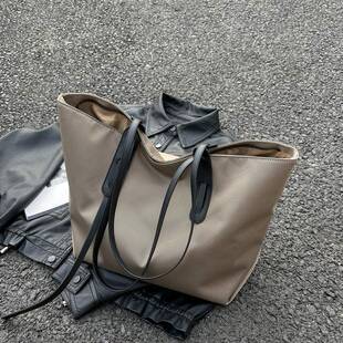 专柜品牌跨境托特包女新款牛津布大容量单肩包高级感纯色休闲通勤
