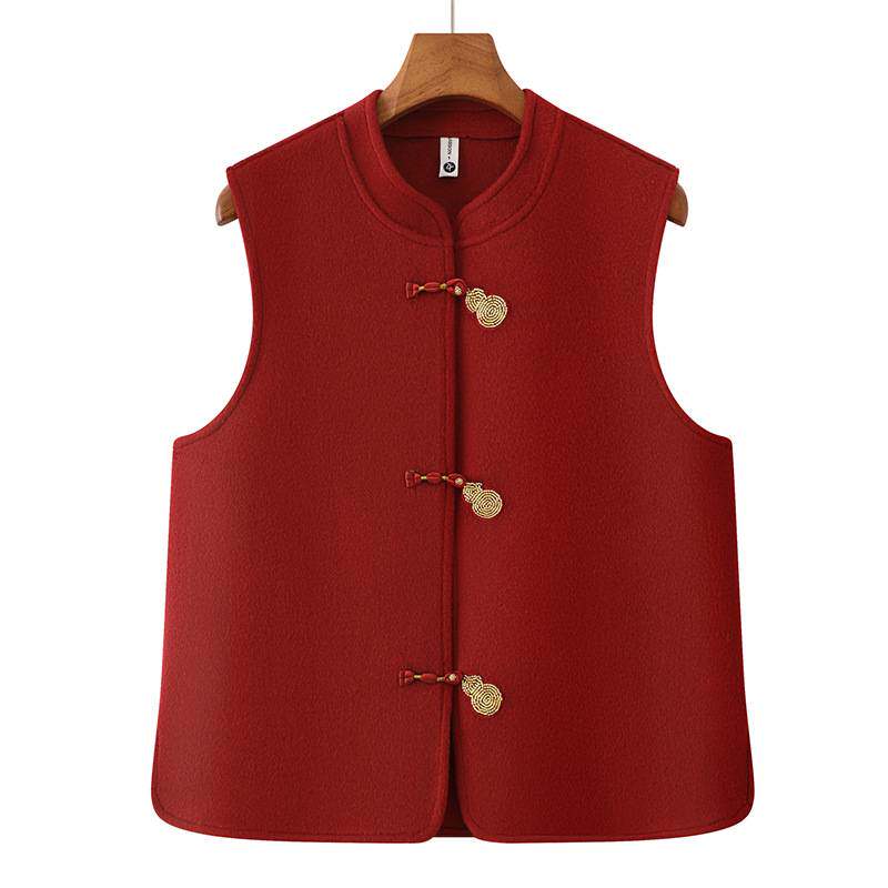 专柜品牌新中式盘扣马甲女中年妈妈洋气坎肩国风外搭背心气质双面