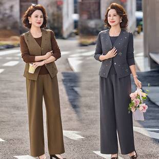 专柜品牌老钱风高级感西装马甲阔腿裤套装女秋季气质时髦职业休闲