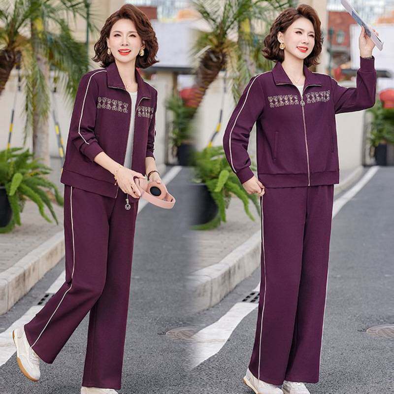 专柜品牌妈妈春季新款连帽长袖外套洋气卫衣中老年人女装休闲时尚