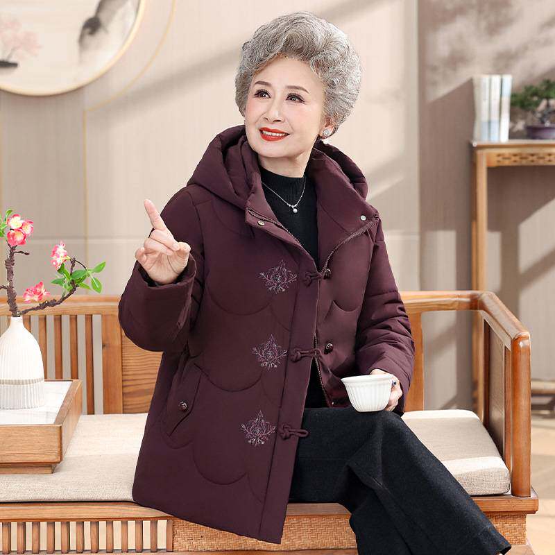 专柜官方中老年羽绒棉服女2026新款短款妈妈加厚棉衣冬季大码棉袄