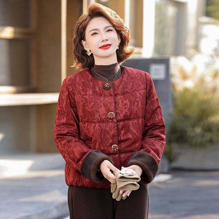专柜品牌中年妈妈冬装羽绒棉服老年人秋冬外套女款奶奶冬季小棉袄