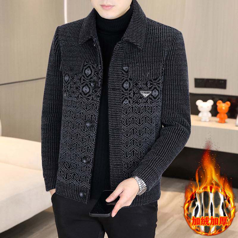 专柜品牌冬季毛呢外套男士翻领短款大衣男款潮流冬装高端休闲加绒