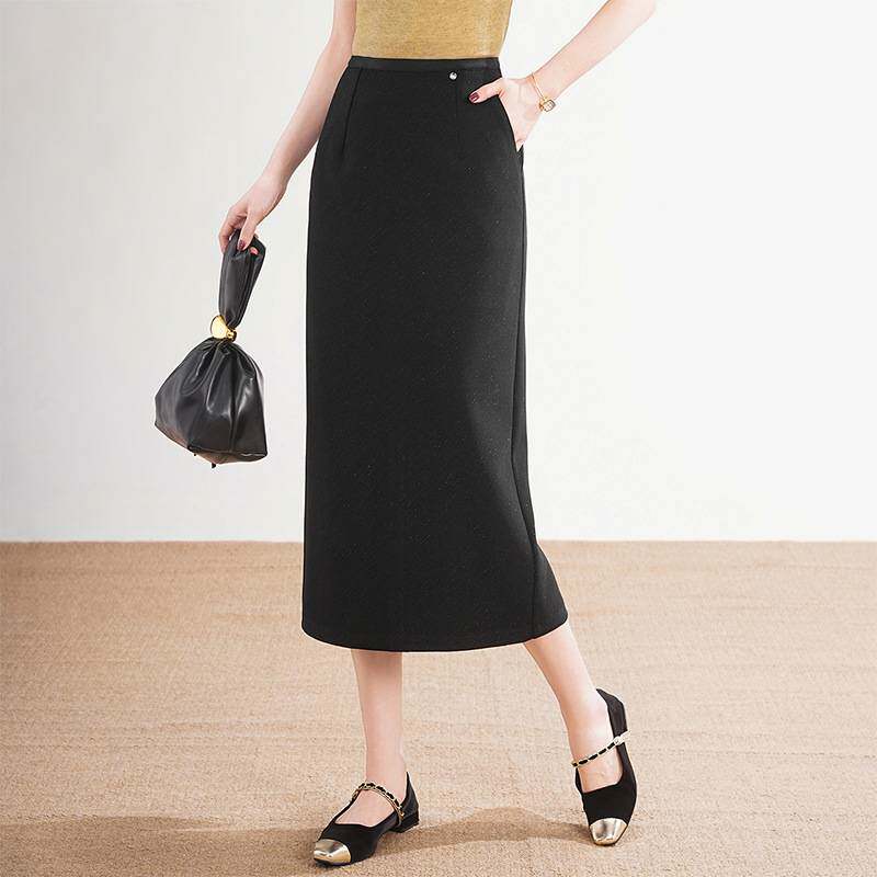 专柜品牌时尚半身裙女2026春季新款裙子开叉直筒半裙中长款西装职