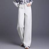 西装 专柜品牌米白色休闲百搭直筒裤 垂感显瘦窄版 新款 阔 女2026春季