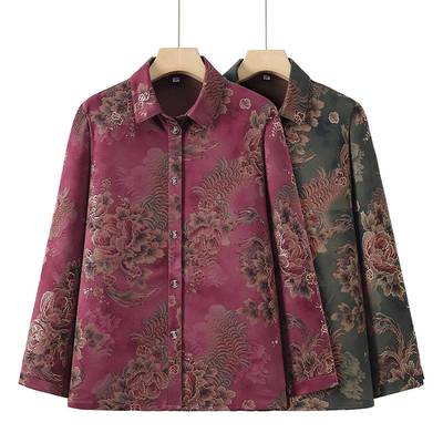 专柜品牌2025新款中老年人女装老太太衬衫妈妈春秋外套奶奶装上衣