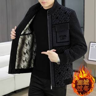 专柜品牌冬季毛呢外套男士立领短款大衣男款潮流冬装高端休闲加绒