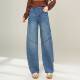 女高腰显瘦宽松时尚 复古香蕉牛仔裤 拼接弯刀 新款 专柜品牌2026春季