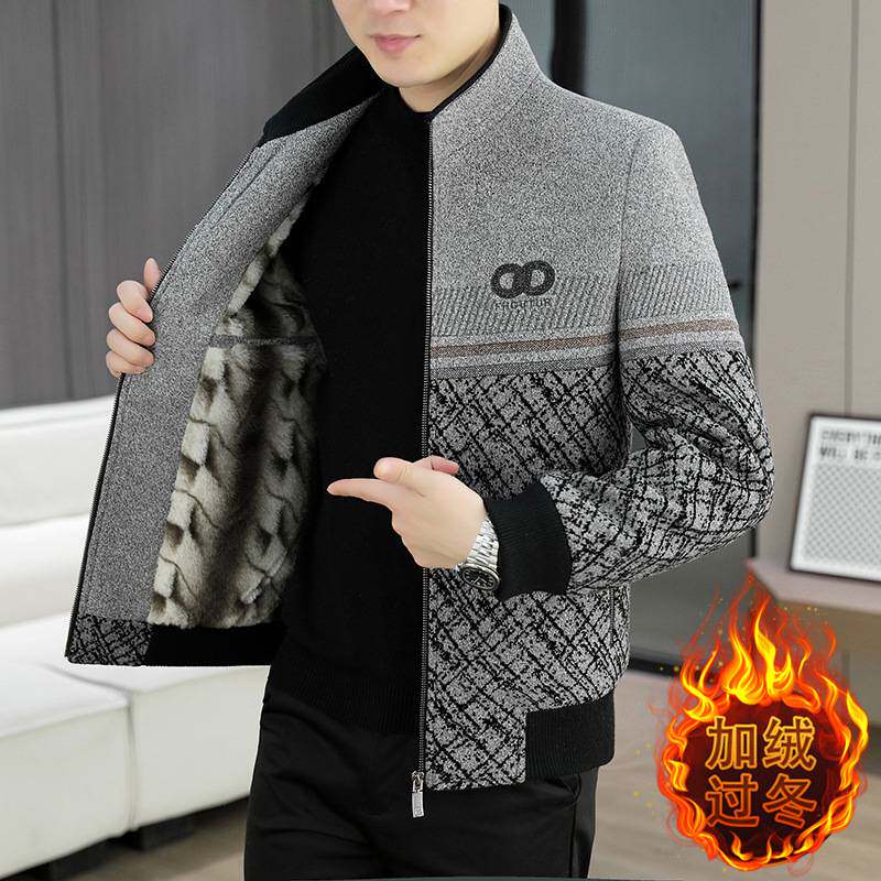 专柜品牌冬季毛呢外套男士立领短款大衣男款潮流冬装高端休闲加绒