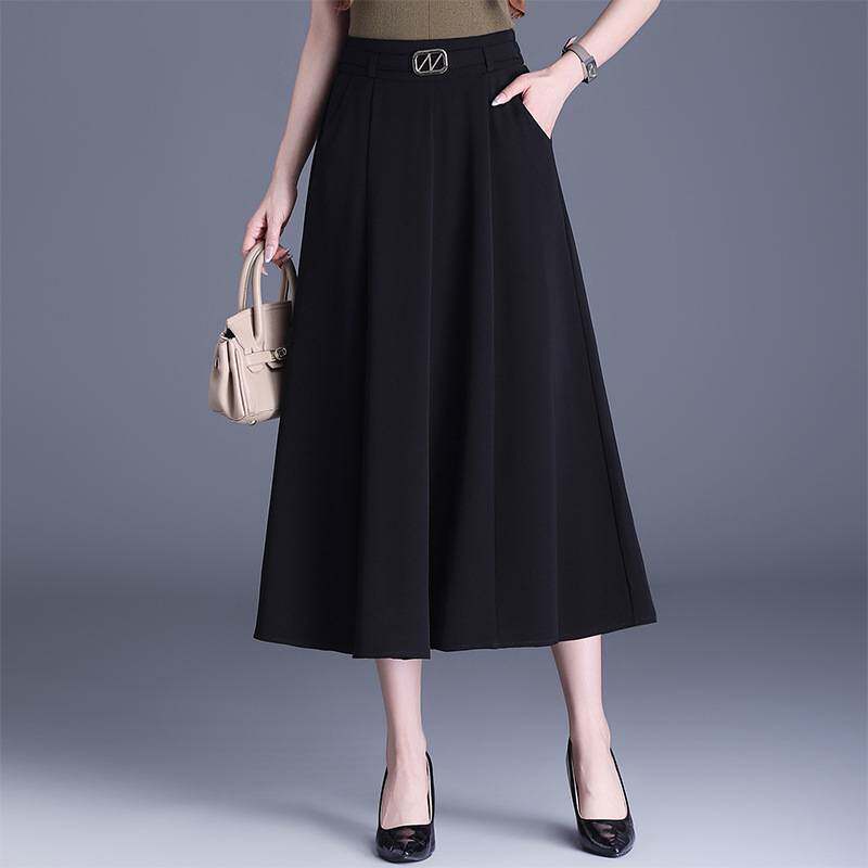 专柜品牌黑色A字裙女春季半身裙2026新款八片拼接大摆裙高腰显瘦