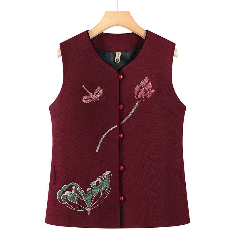 专柜品牌中老年人春装女奶奶装马甲春秋季外穿坎肩妈妈马夹背心老