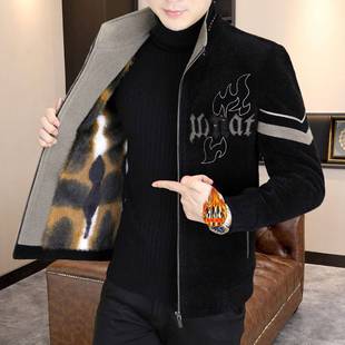 专柜品牌冬季毛呢外套男士翻领短款大衣男款潮流冬装高端休闲加绒