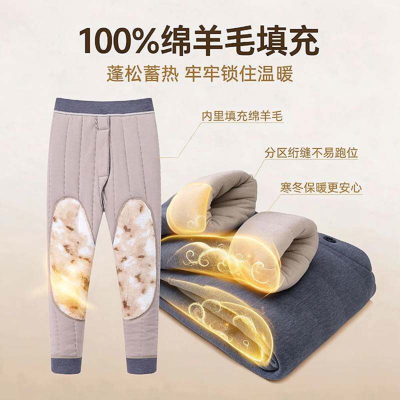 专柜官方男士棉裤冬季加绒加厚保暖裤高腰加肥加大码东北超厚羊毛