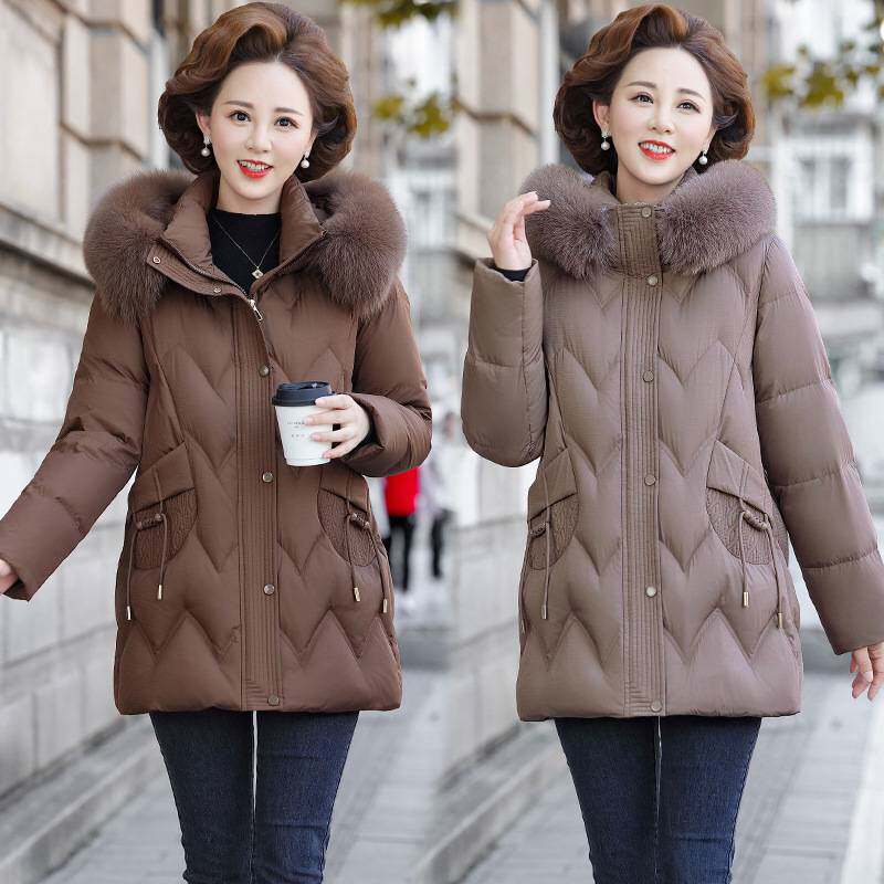 专柜官方中年妈妈装羽绒服冬季女狐狸毛领衣服洋气中老年棉衣休闲
