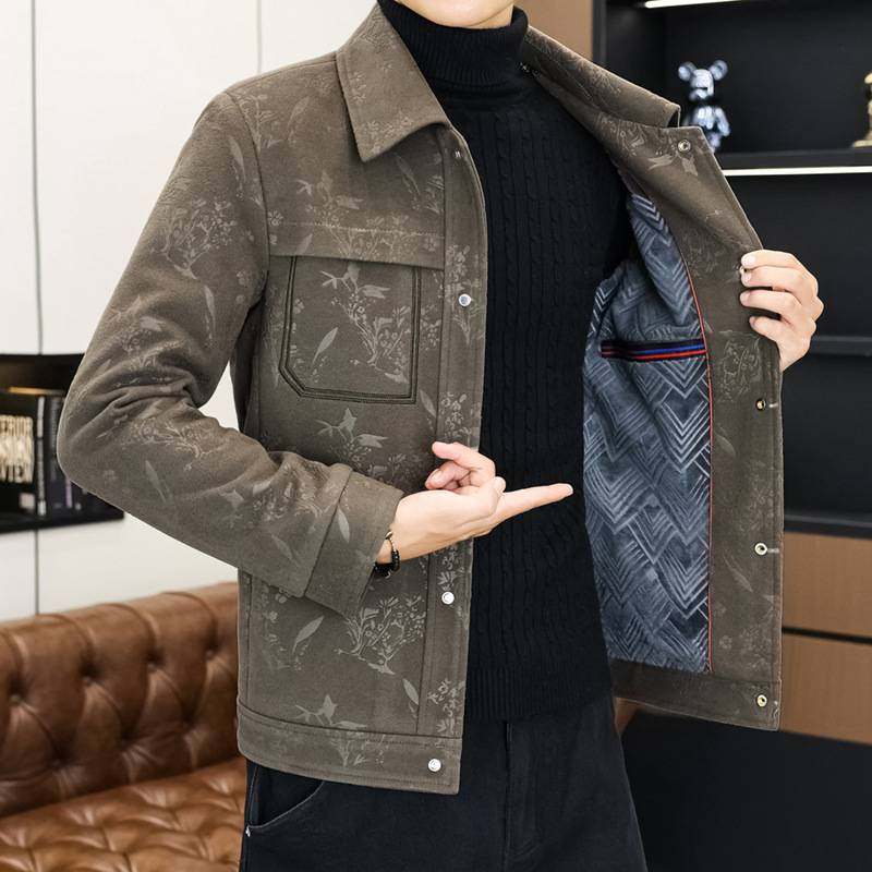 专柜品牌休闲外套男秋冬休闲加绒加厚夹克2025新款痞帅高级感男装