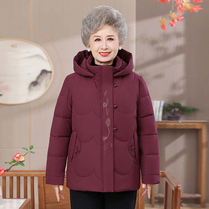 专柜官方中老年妈妈冬装女款奶奶装羽绒棉服老人太太加厚棉袄保暖