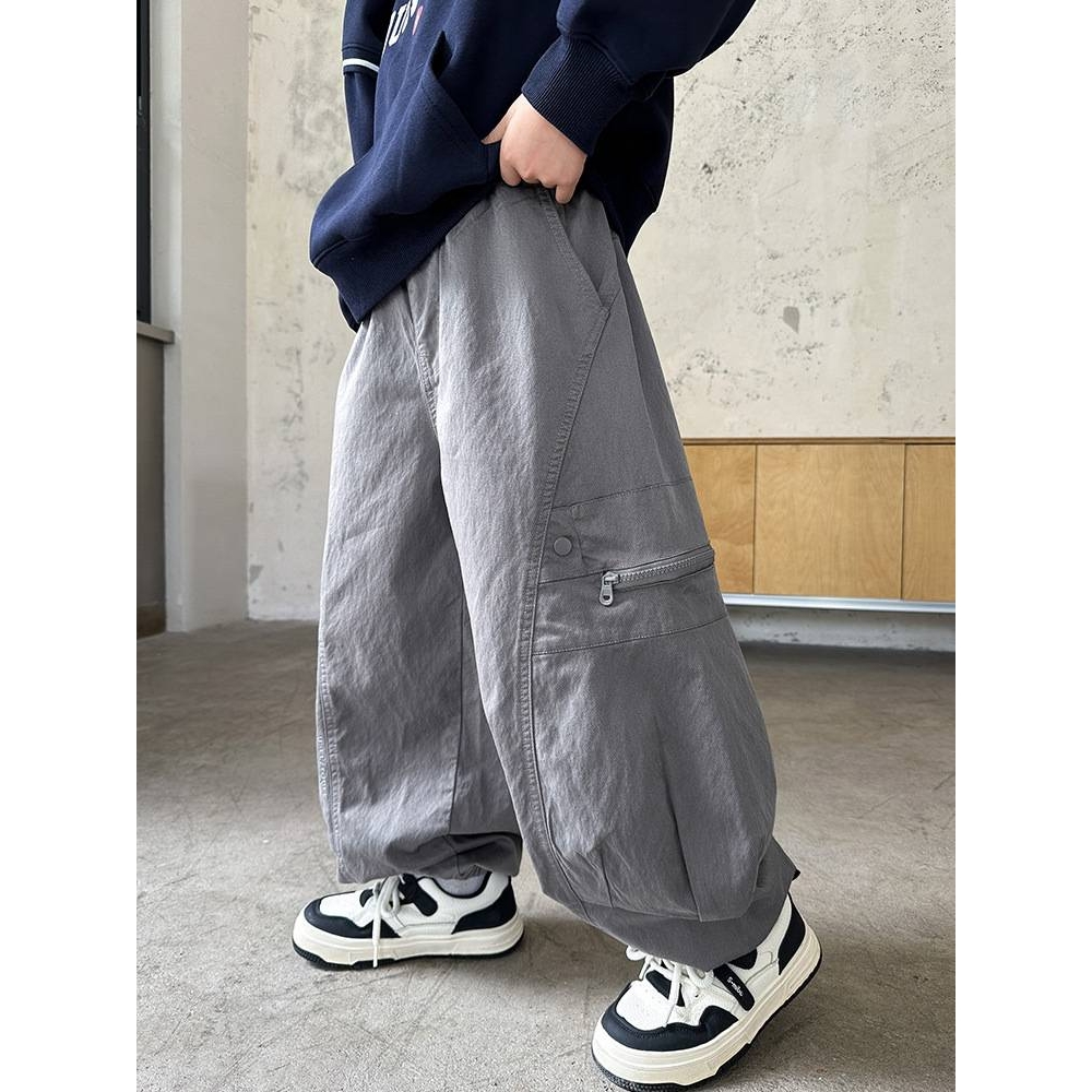 专柜品牌男童休闲裤2025秋季新款中大童潮牌宽松阔腿裤子初中生时