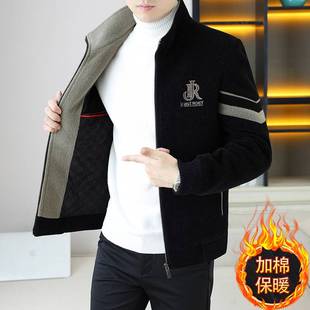 专柜品牌冬季毛呢外套男士立领短款大衣男款潮流冬装高端休闲加棉