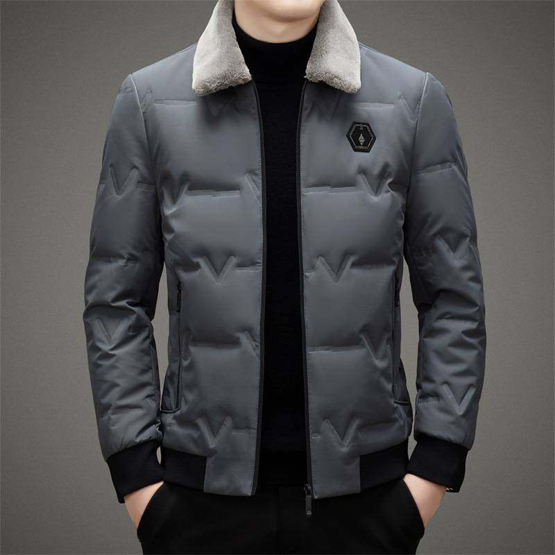 专柜品牌爆款男装白鸭绒羽绒服外套2025年秋冬新款翻领男士休闲保