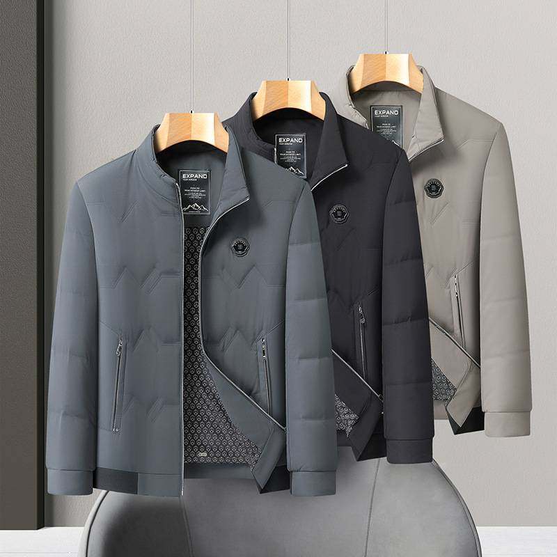 专柜品牌中青年男士夹克棉衣秋冬2025立领商务休闲短款外套爸爸装