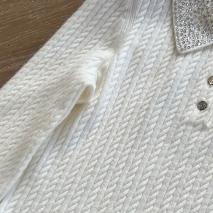 【老客入！大厂】1-2周发 女纯原镶钻领羊毛混纺 针织毛衣SDYA787