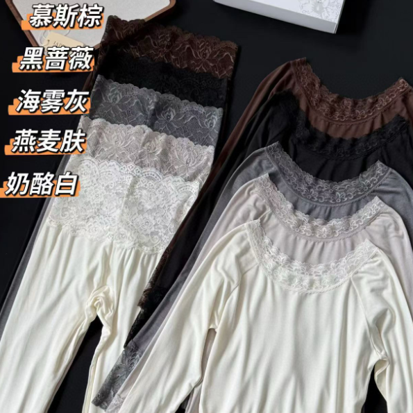 【老客入 ZHENG！】3-5天发蕾丝拼接山茶花油秋衣秋裤套装SZLZ421,女装/女士精品,短外套,淘宝优惠券,粉丝福利购,淘宝优惠卷