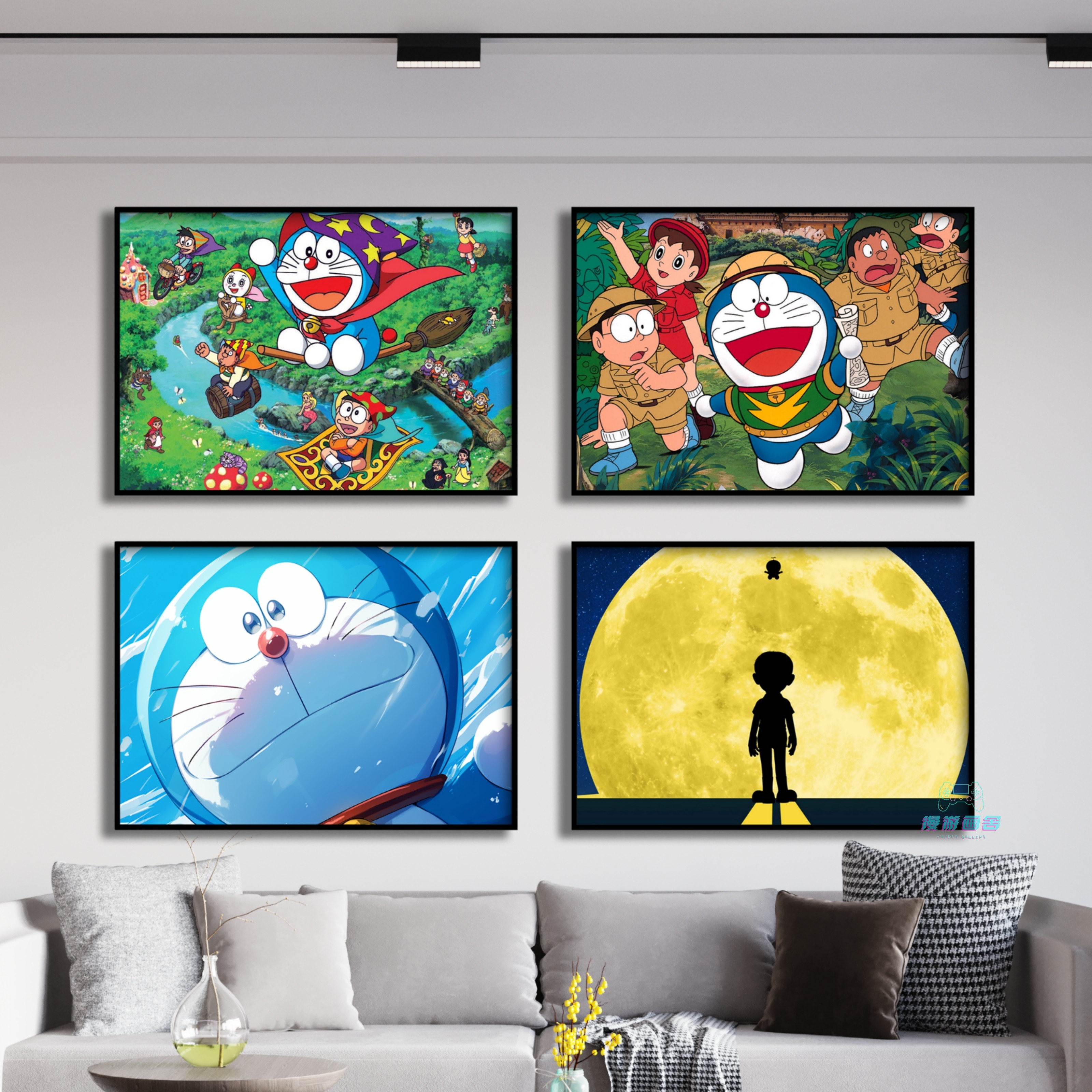 哆啦A梦挂画装饰画客厅卧室书房玄关叮当猫机器猫可爱二次元定制图片